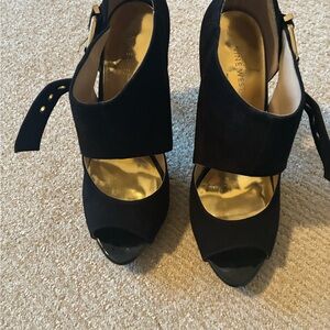 Nine West Black Peep-Toe Heels
